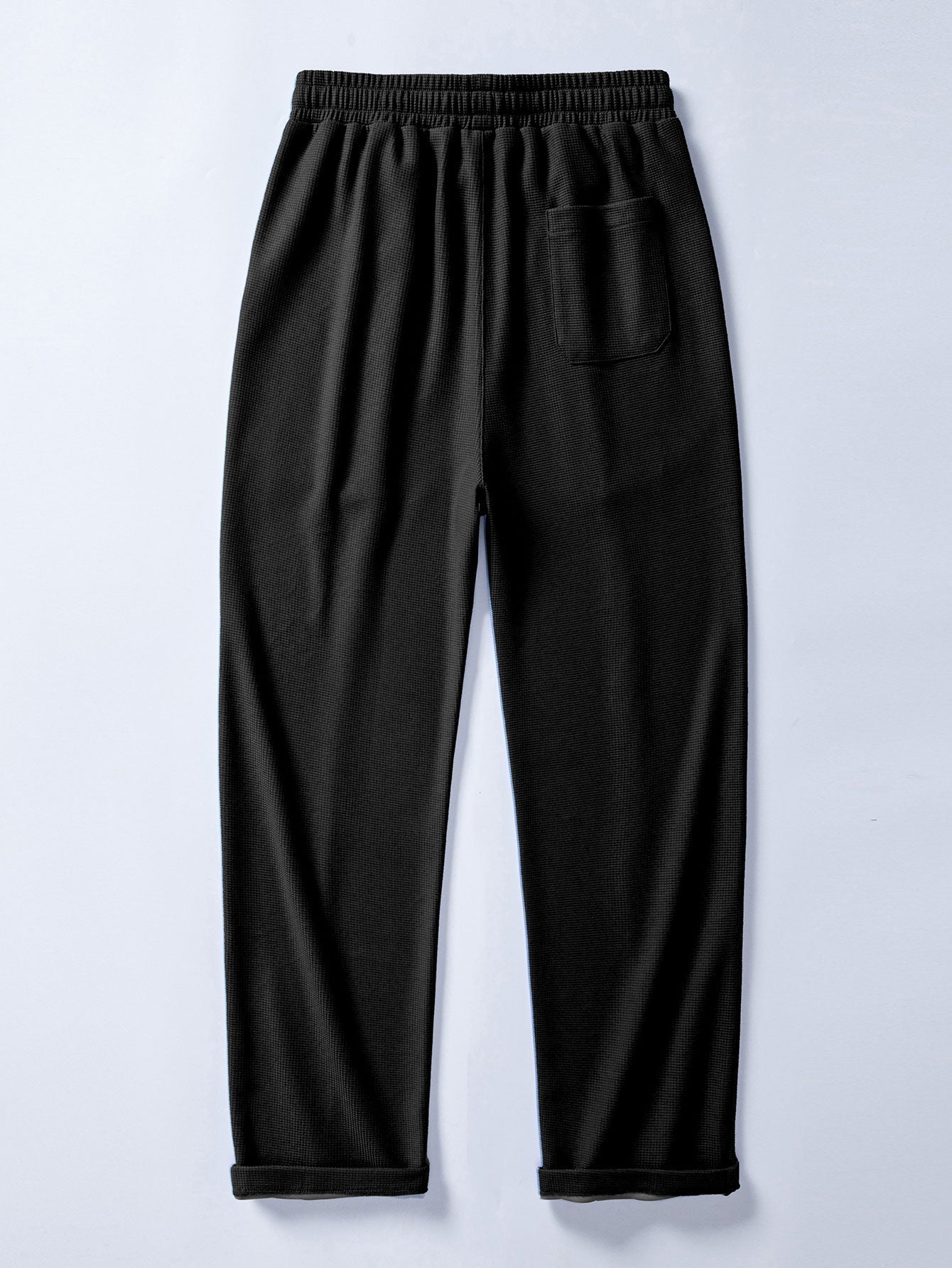 2 In 1 Waffle Notched Collar Sweatshirt & Waffle Pleated Pintuck Straight Leg Pants