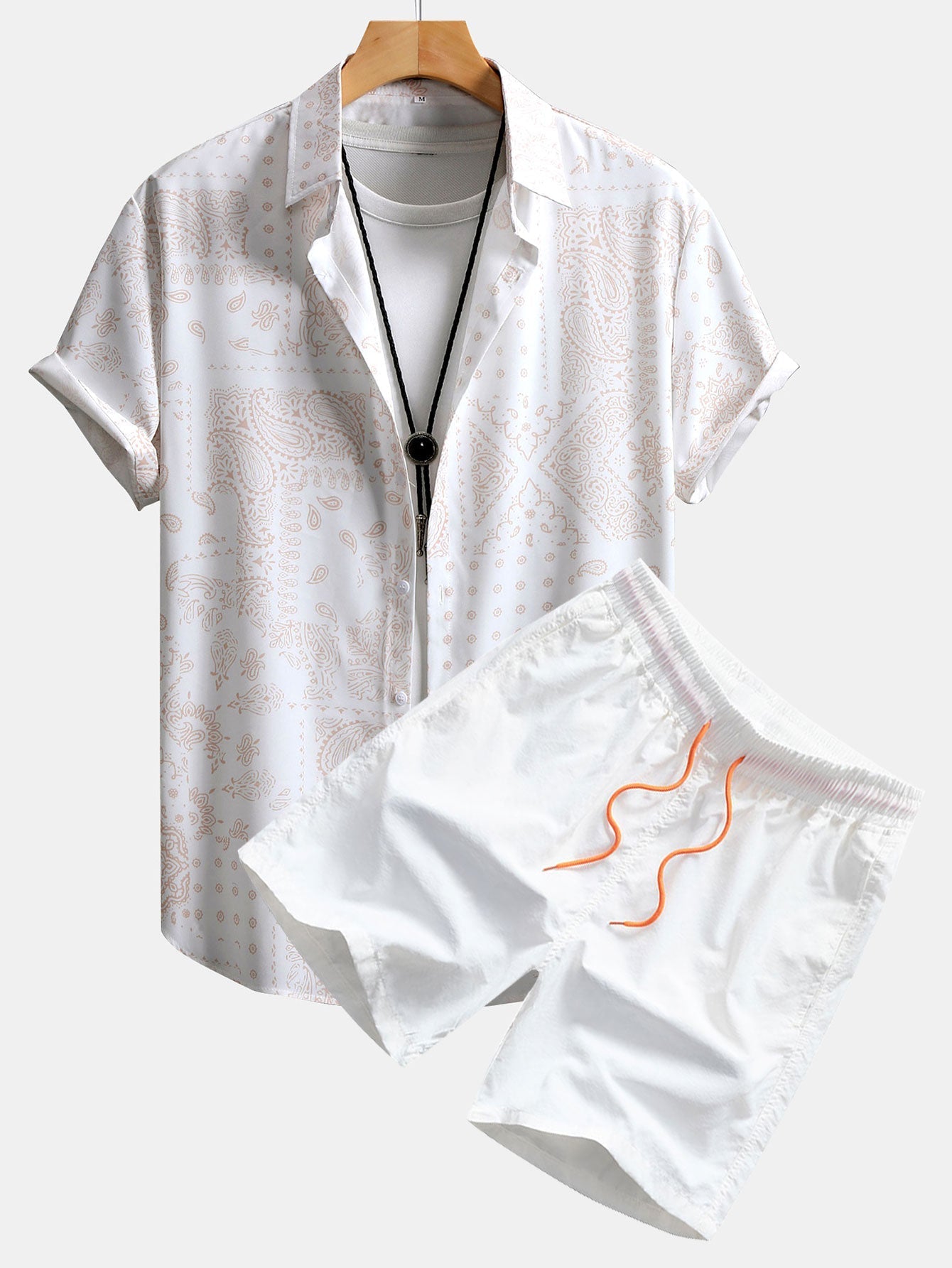 Paisley Print Button Up Shirt & Swim Shorts
