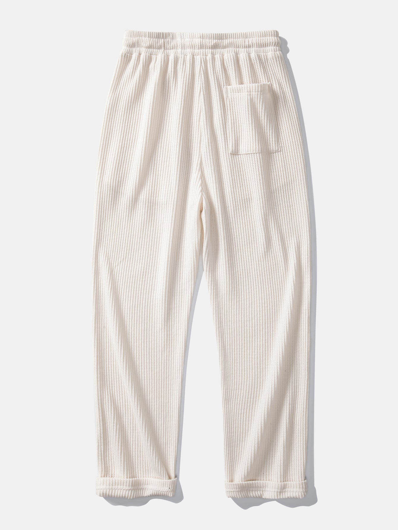 Waffle Ribbed Hem T-Shirt & Drawstring Knitted Waffle Pants