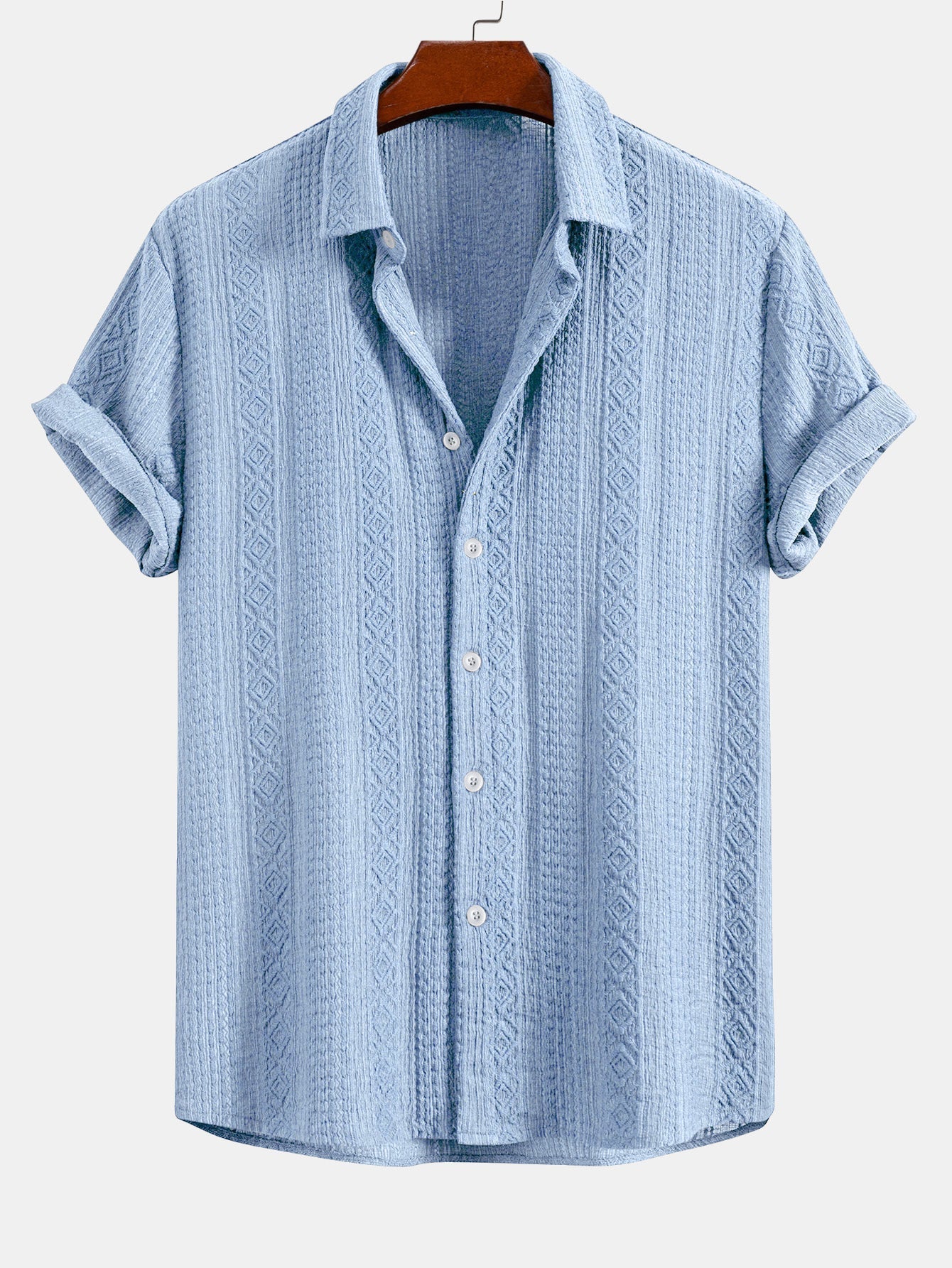 Geometry Jacquard Button Up Shirt & Drawstring 8" Shorts Set