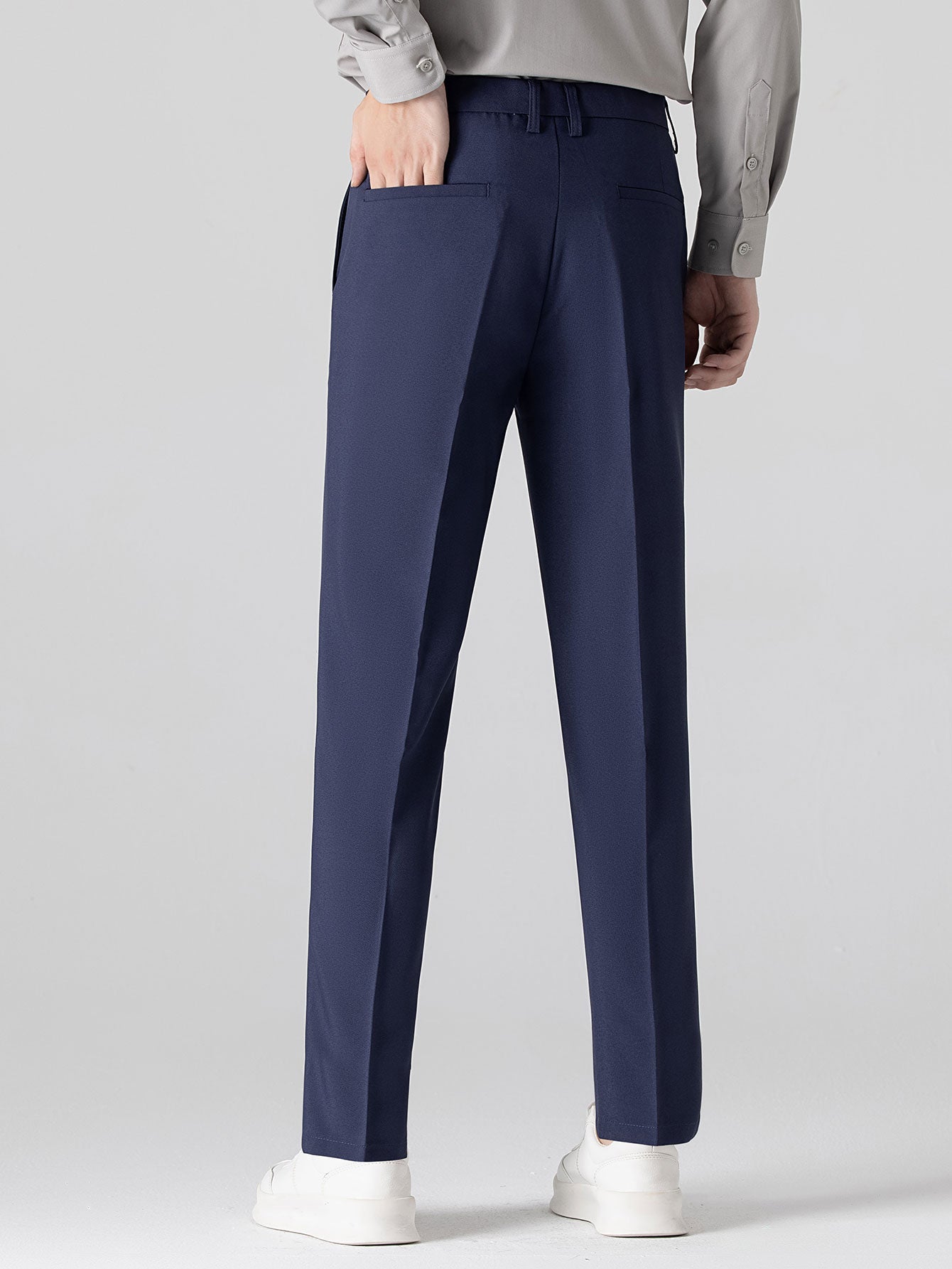 Stripe Button Up Knit Shirt & Slim Fit Tapered Trousers