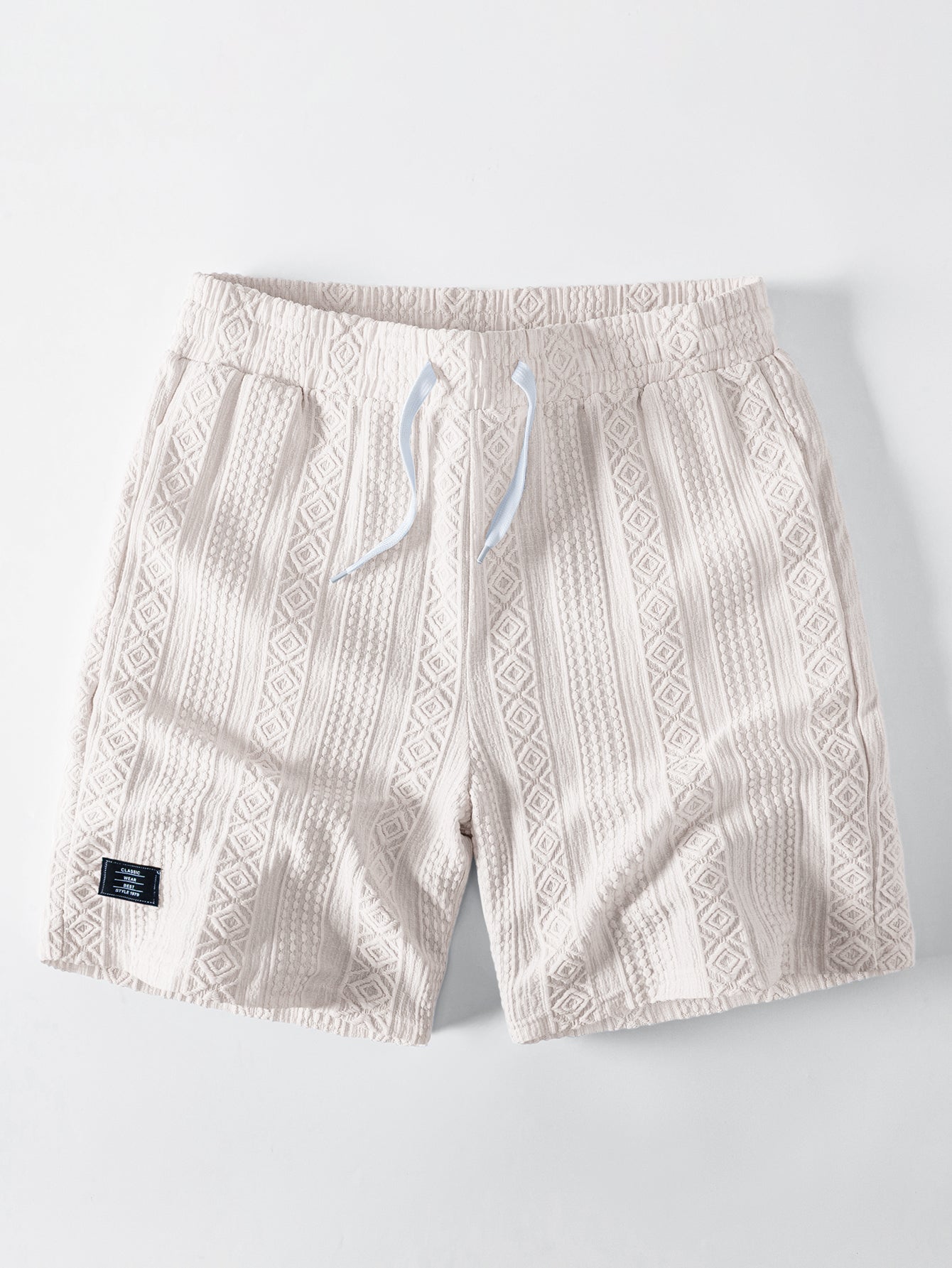 Geometry Jacquard Button Up Shirt & Drawstring 8" Shorts Set