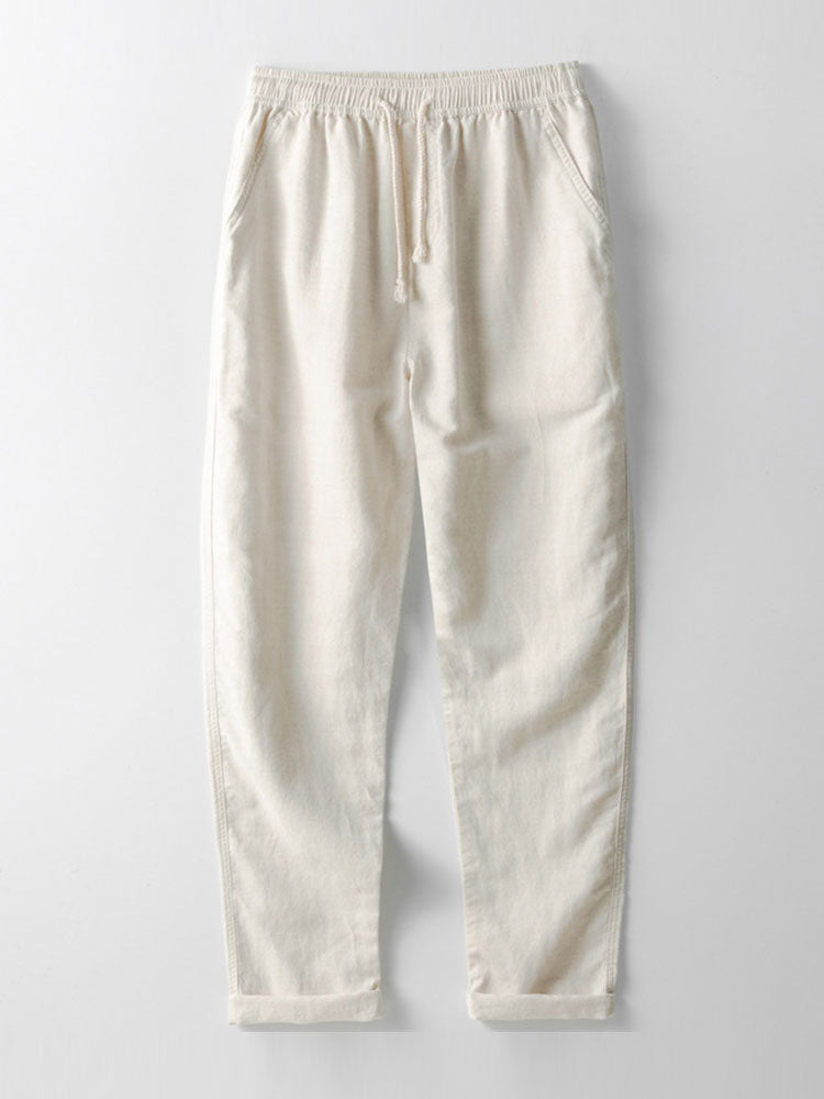 Textured Striped Button Up Shirt & Straight Leg Linen Pants