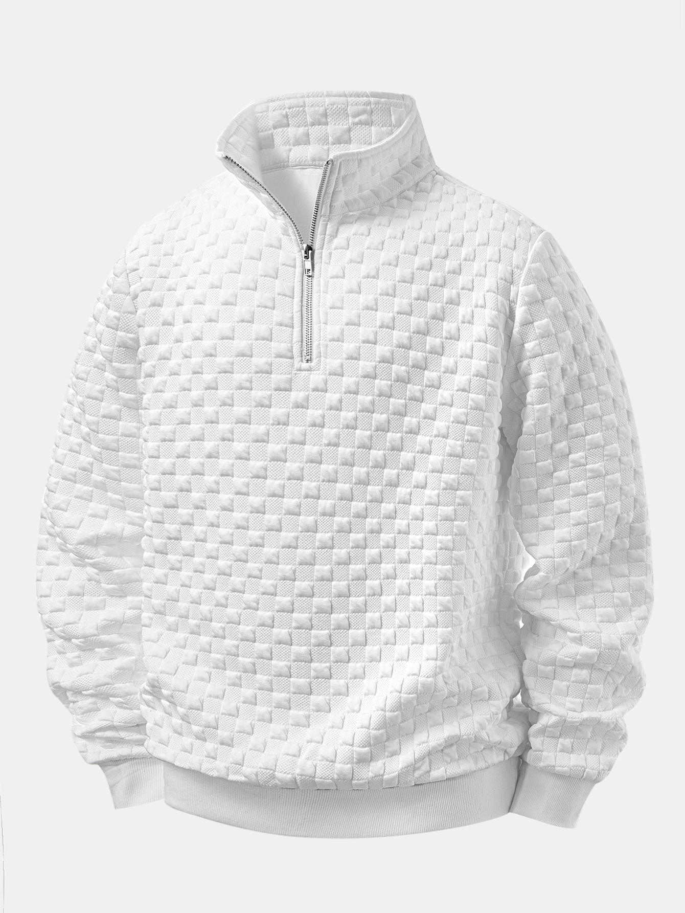 Checkerboard Jacquard Quarter Zip Sweatshirt & Jogger Pants