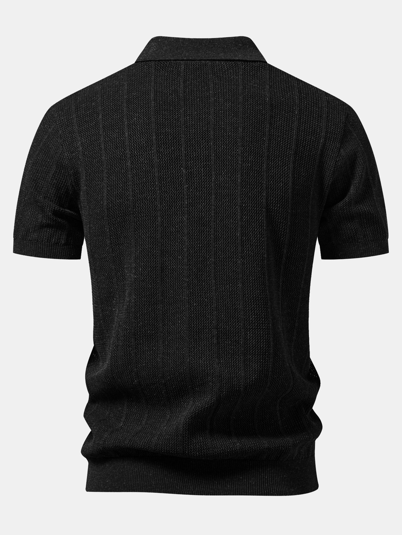 Linen Stripe Open Knit Polo & Straight Leg Linen Pants