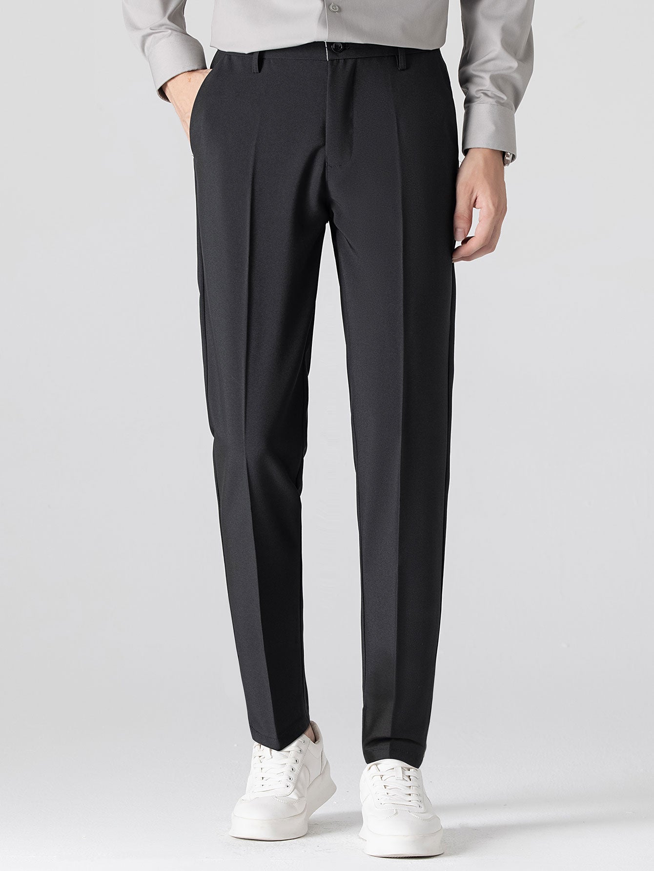 Geometric Jacquard V Neck Polo & Slim Fit Tapered Trousers