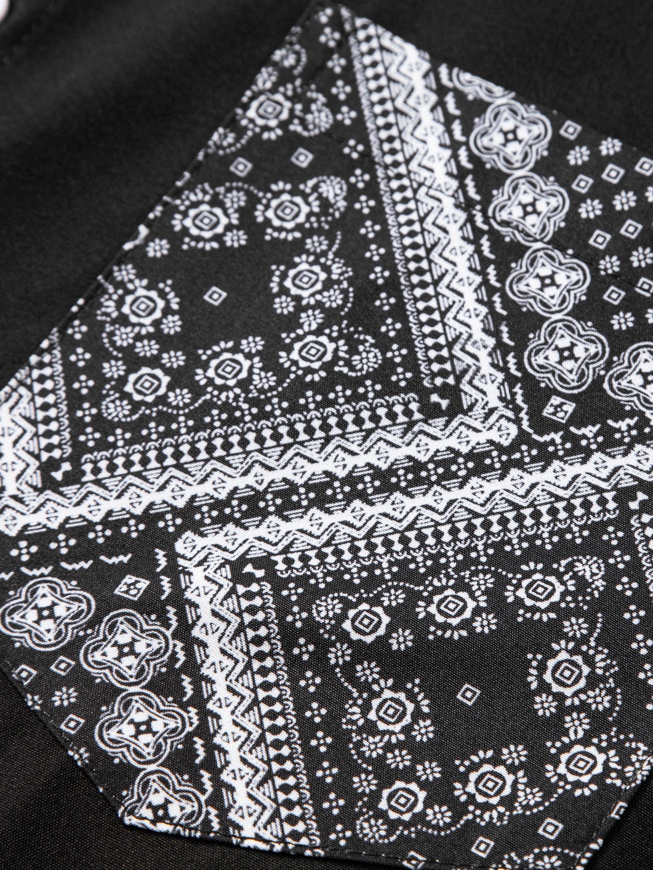 Paisley Print Patchwork Button Up Shirt & Swim Shorts