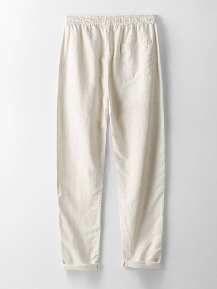 Textured Striped Button Up Shirt & Straight Leg Linen Pants