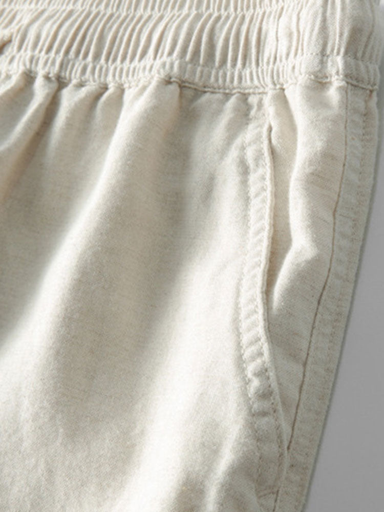 Geometry Rhombus Jacquard Button Up Shirt & Straight Leg Linen Pants