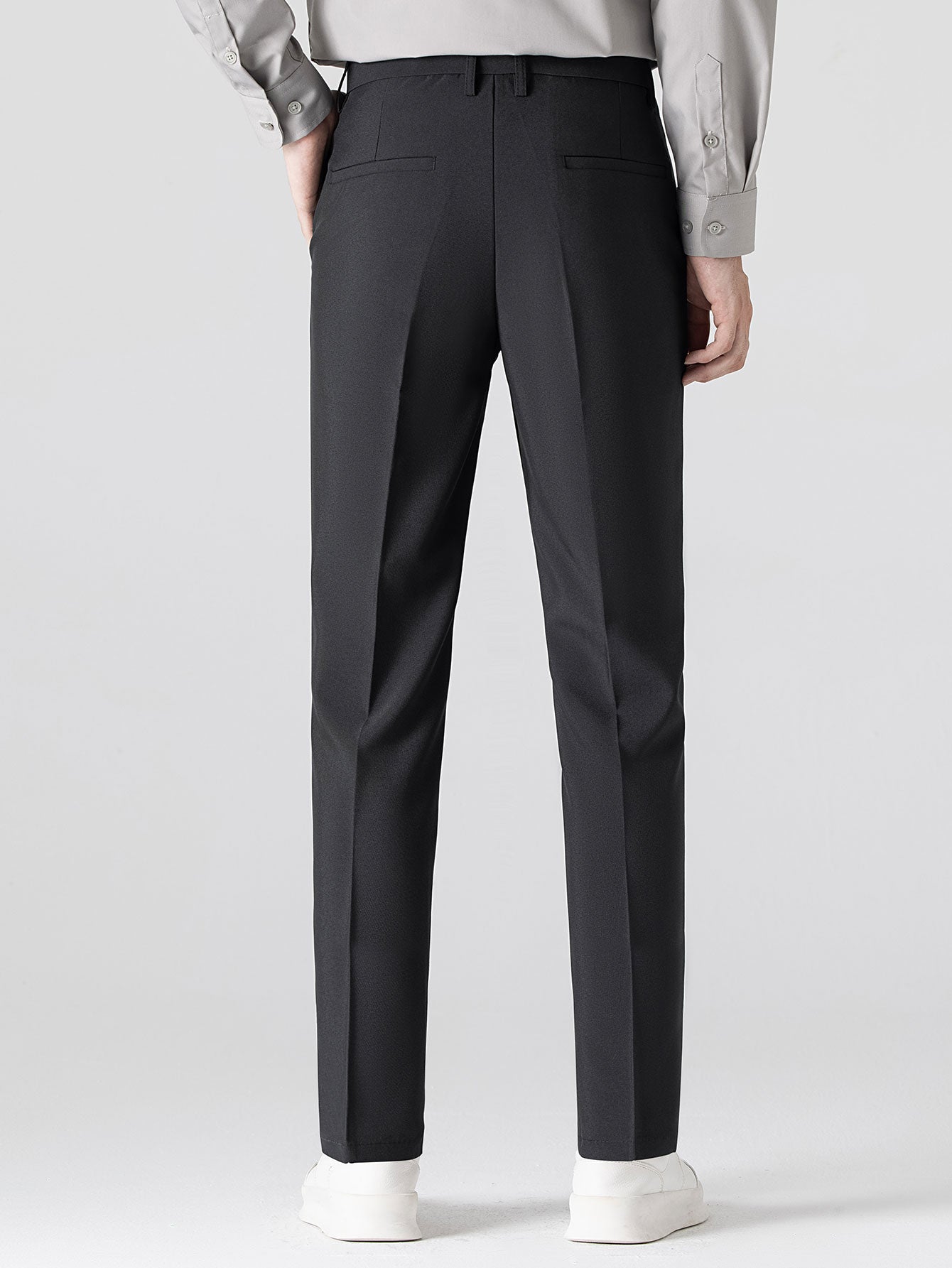 Stripe Johnny Collar Knit Polo & Slim Fit Tapered Trousers