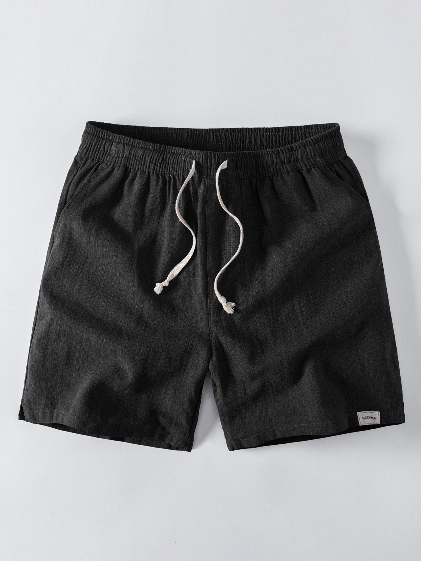 Linen Rayon Blend Button Up Shirt & Linen Blend Drawstring 7" Shorts