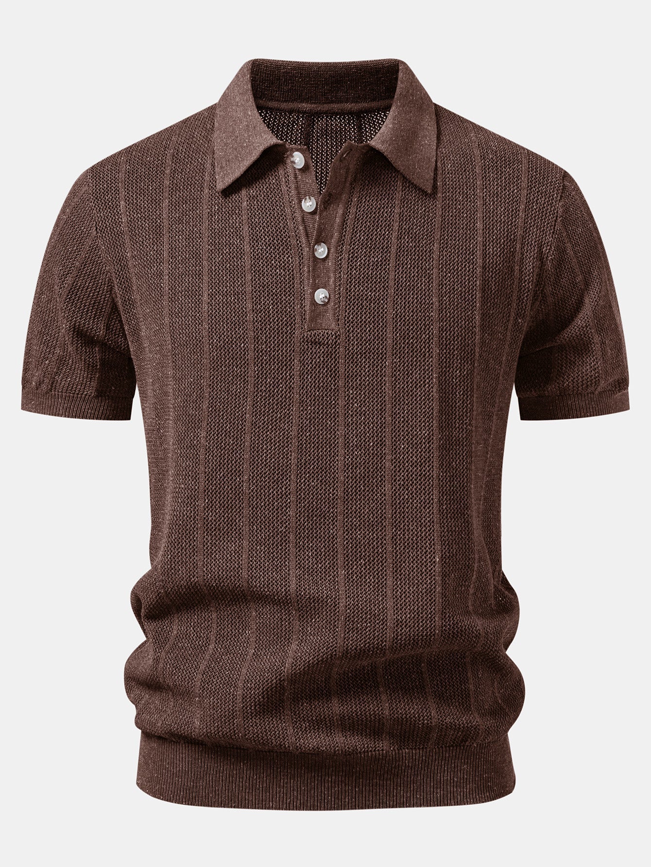 Linen Stripe Open Knit Polo & Straight Leg Linen Pants