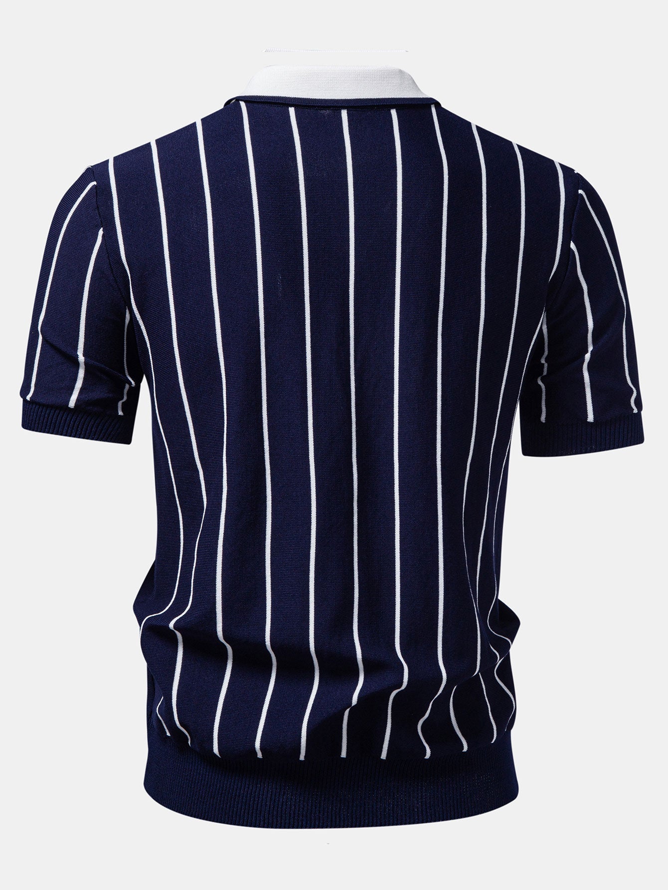 Stripe Button Up Knit Shirt & Elastic Waist Chino Shorts