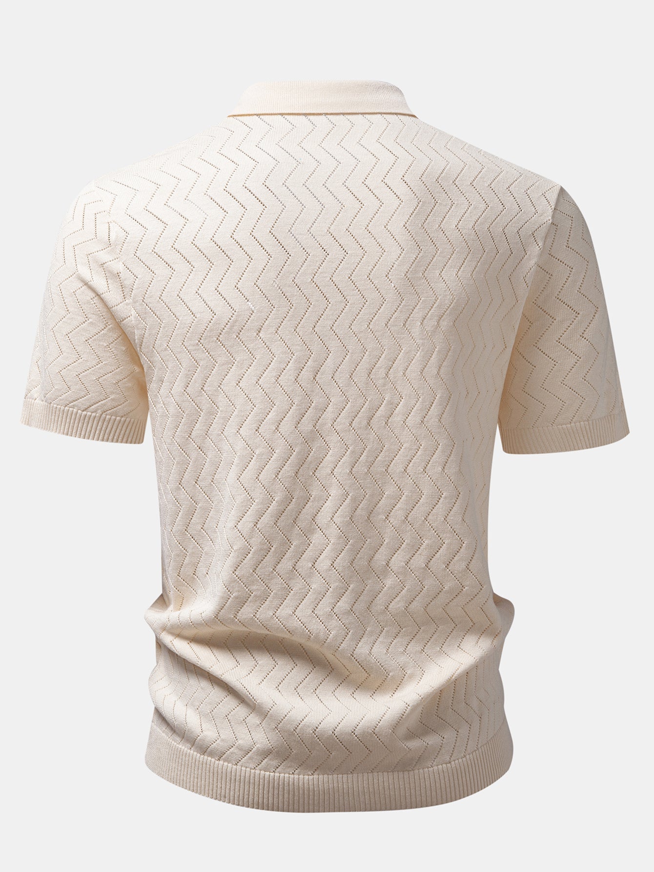 Zig Zag Open Knit Shirt & Straight Leg Linen Pants