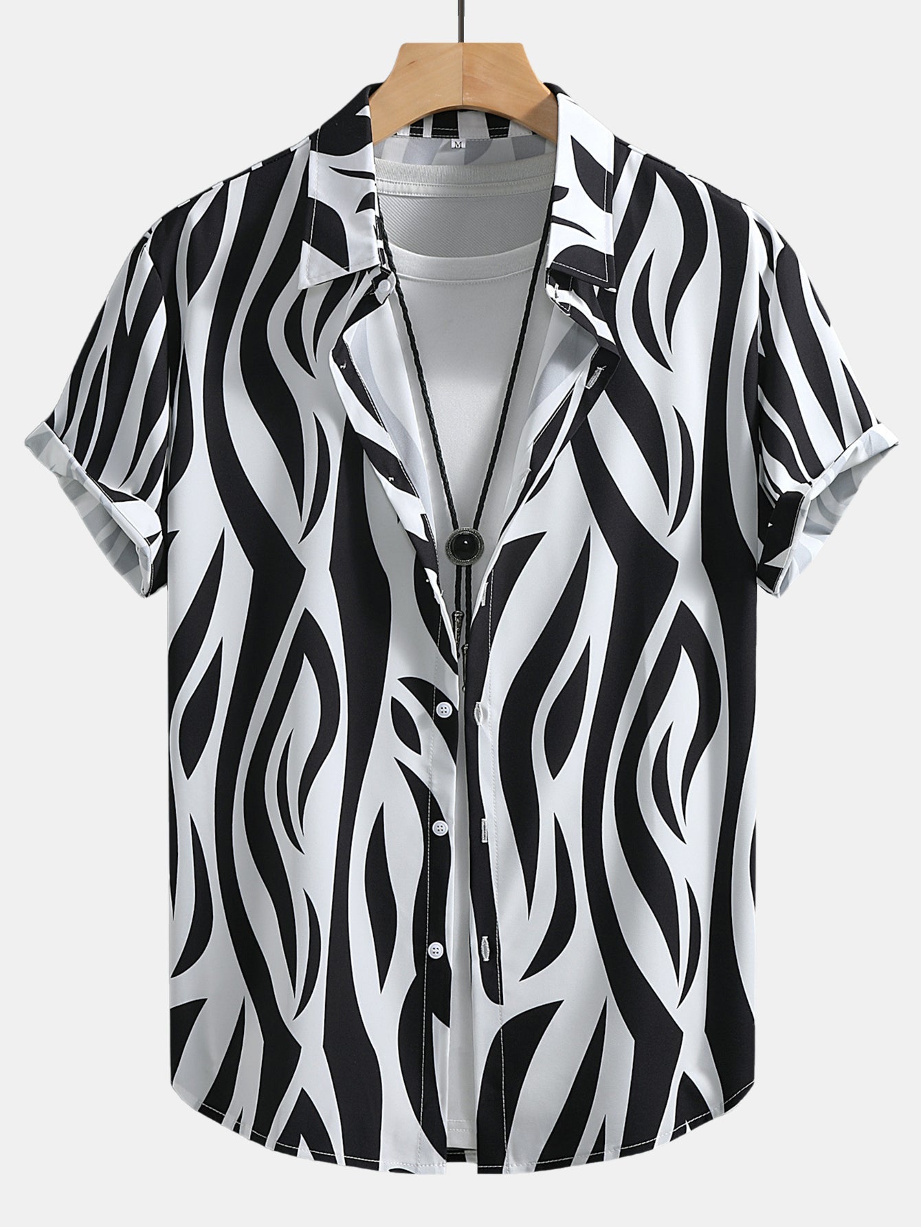 Abstract Print Button Up Shirt & Swim Shorts