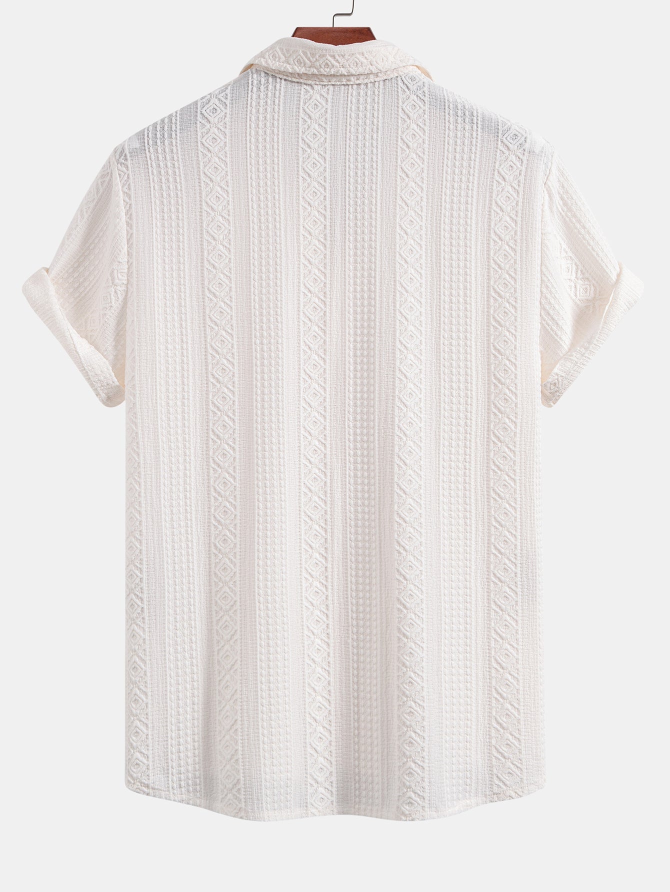 Geometric Jacquard Button Up Shirt & Straight Leg Linen Pants