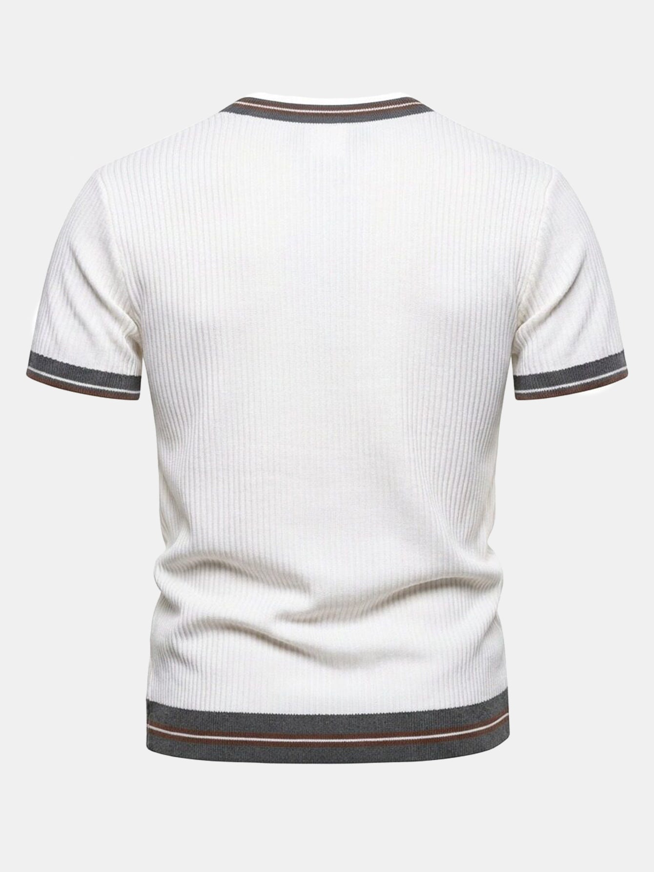 Textured Contrast Crew Neck Knit T-Shirt & Slim Fit Tapered Trousers