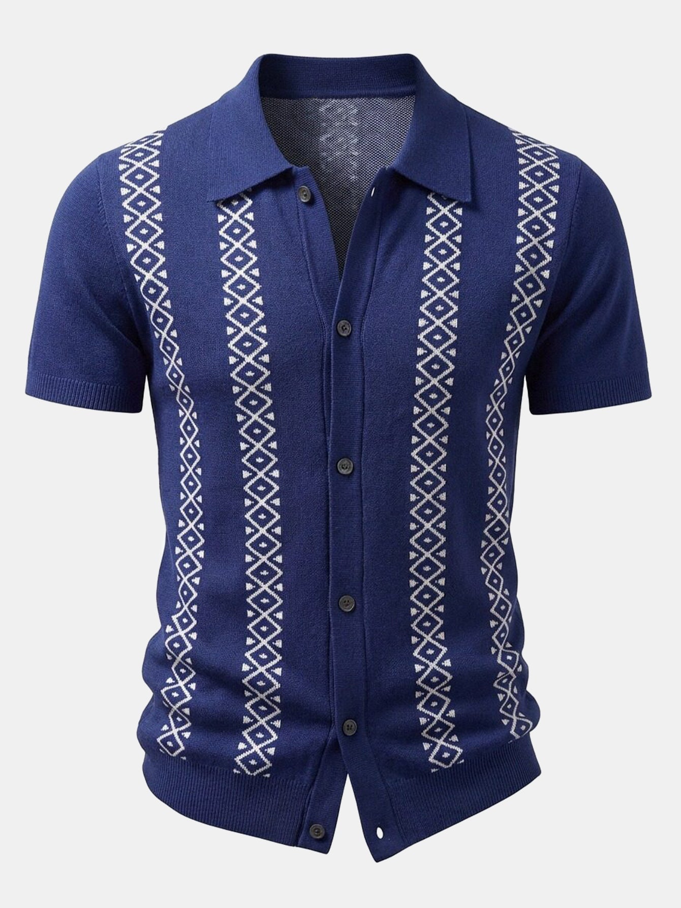 Geometric Knit Shirt & Slim Fit Tapered Trousers