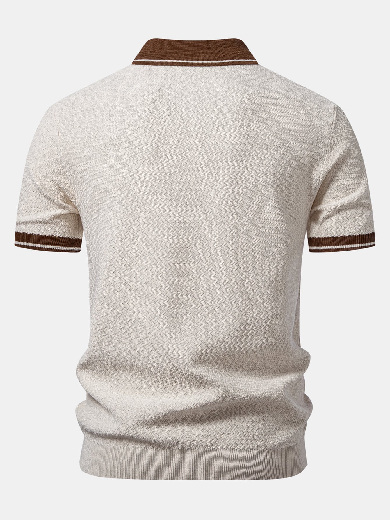 Contrast Zipper Knit Polo & Slim Fit Tapered Trousers