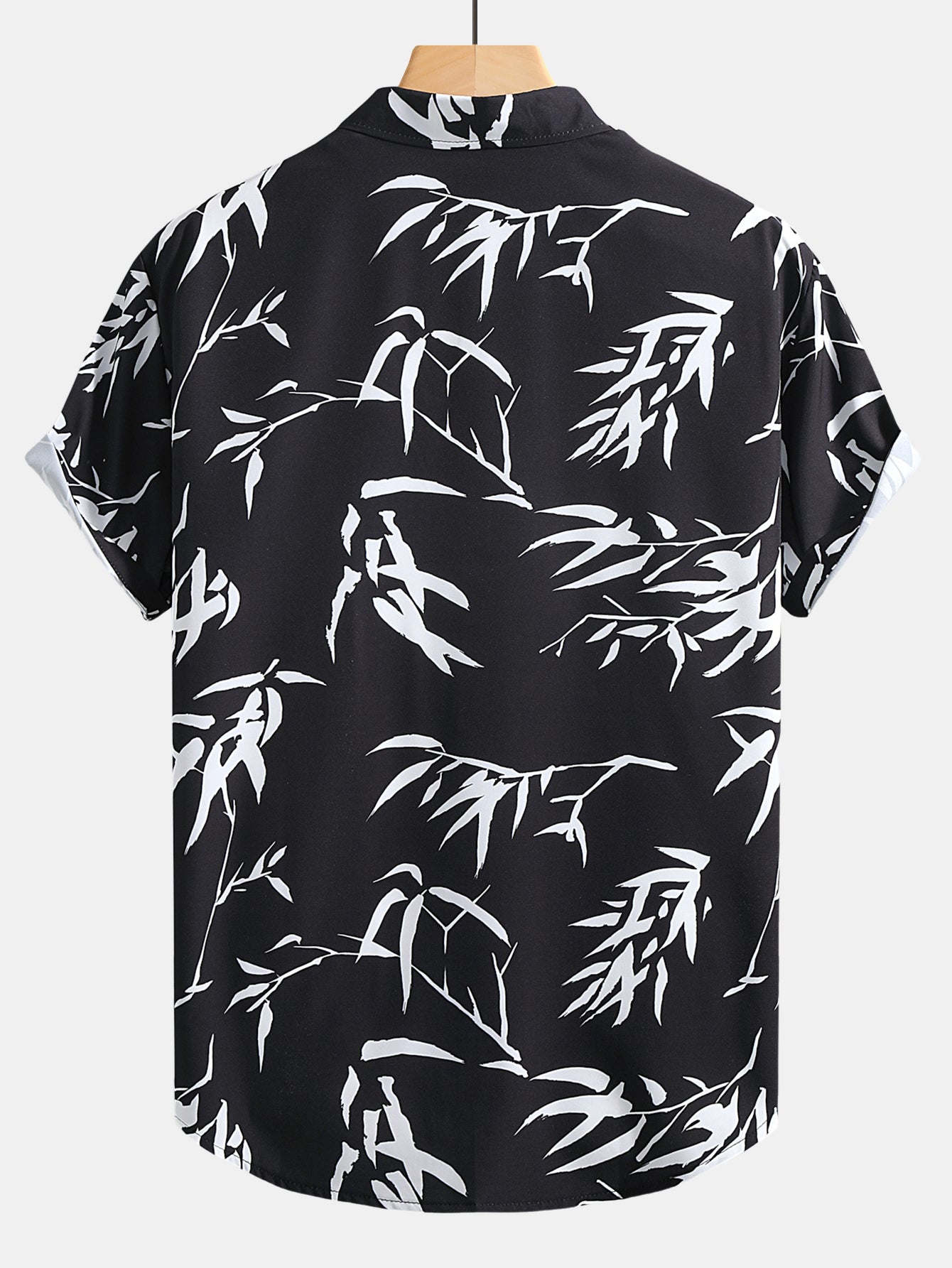 Bamboo Leaves Print Button Up Shirt & Swim Shorts