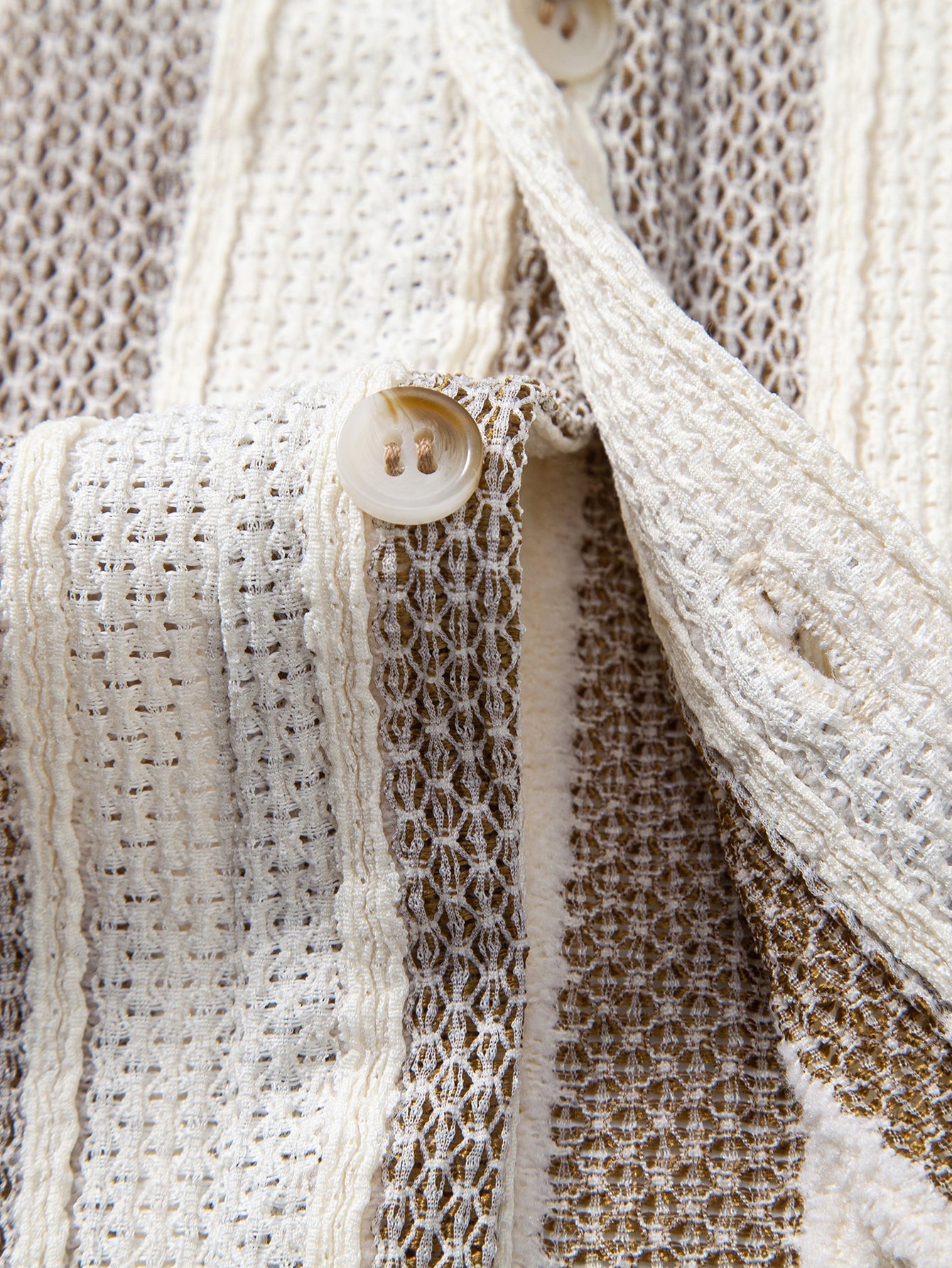 Textured Striped Button Up Shirt & Straight Leg Linen Pants