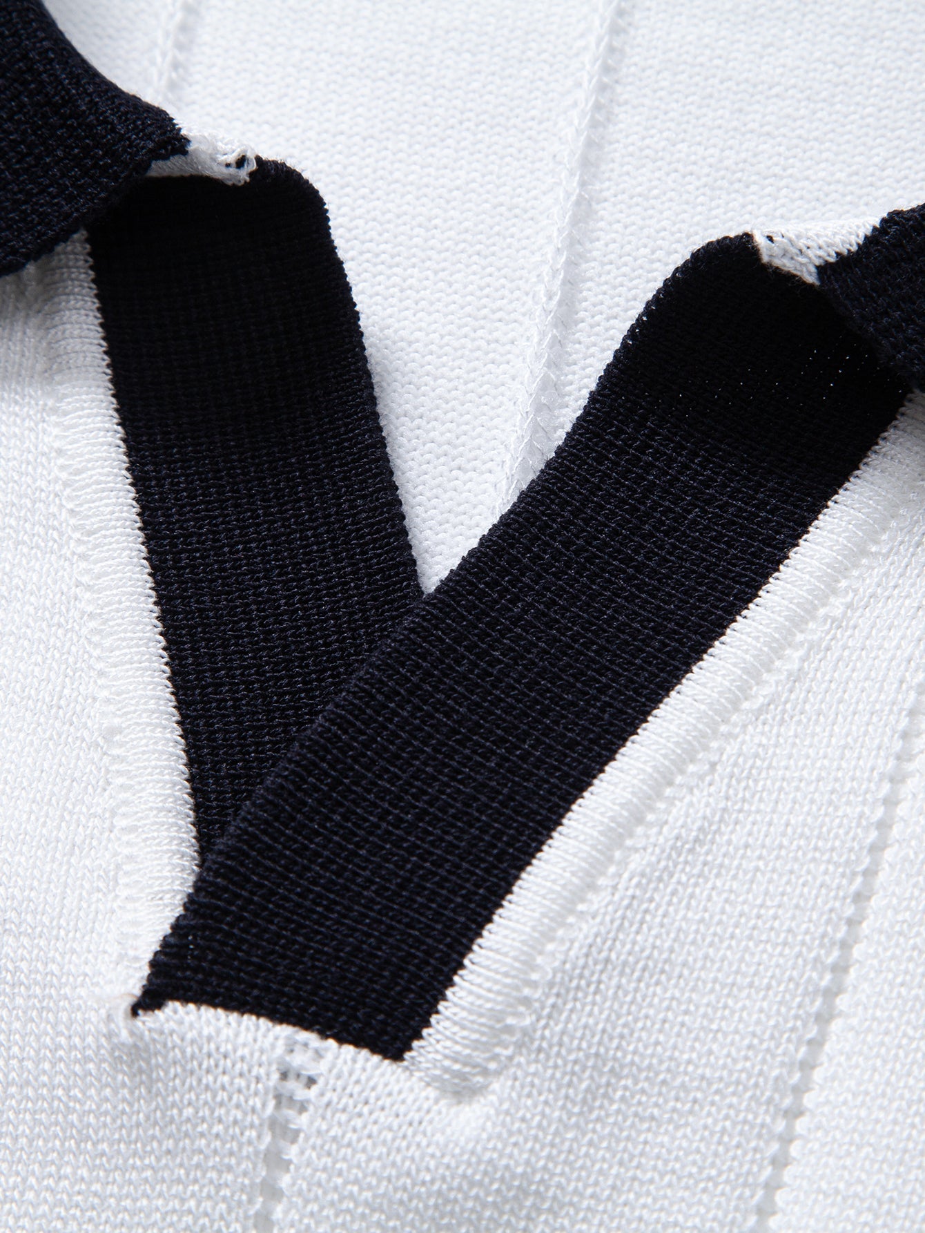 Contrast Trim Ribbed Johnny Collar Knit Polo & Straight Leg Ribbed Pants