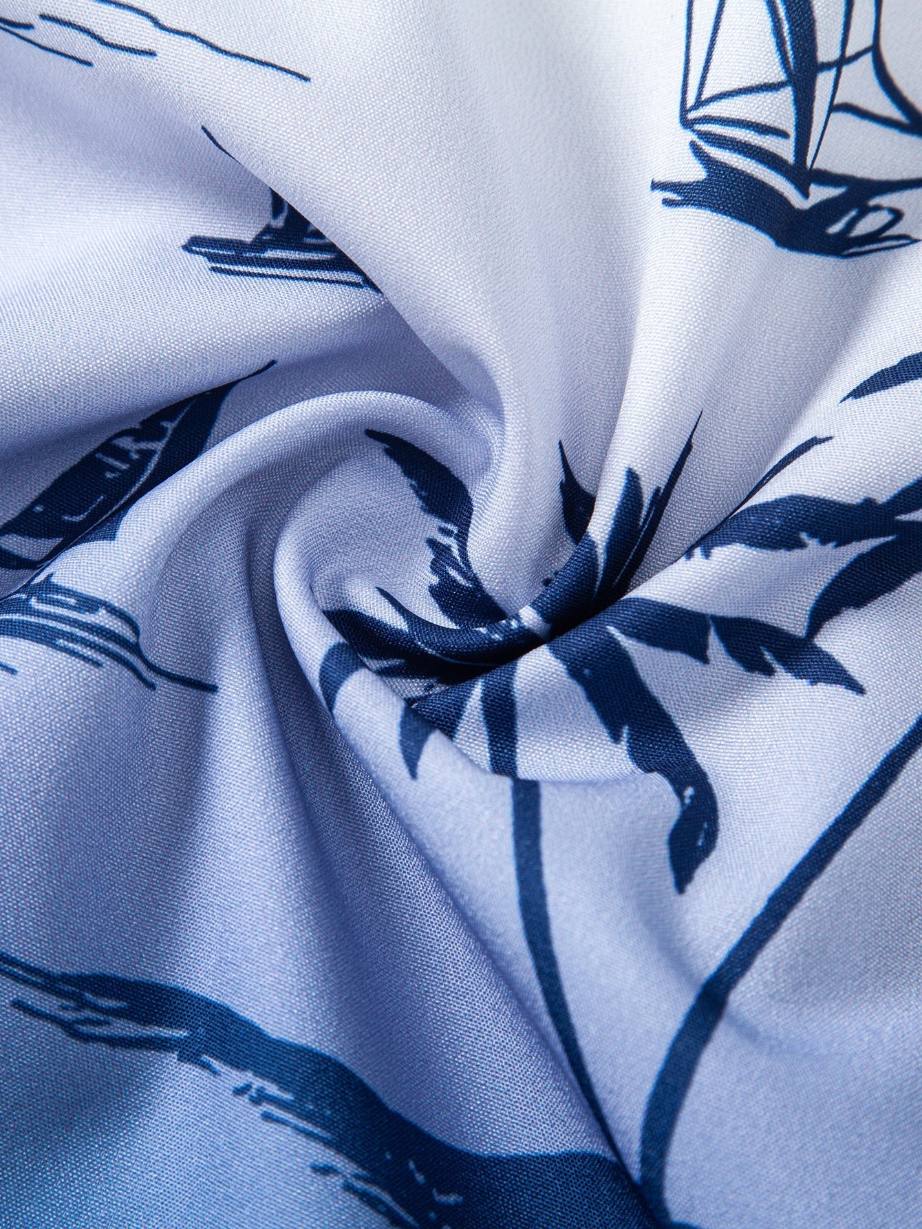 Gradient Island Palm Tree Print Shirt & Swim Shorts