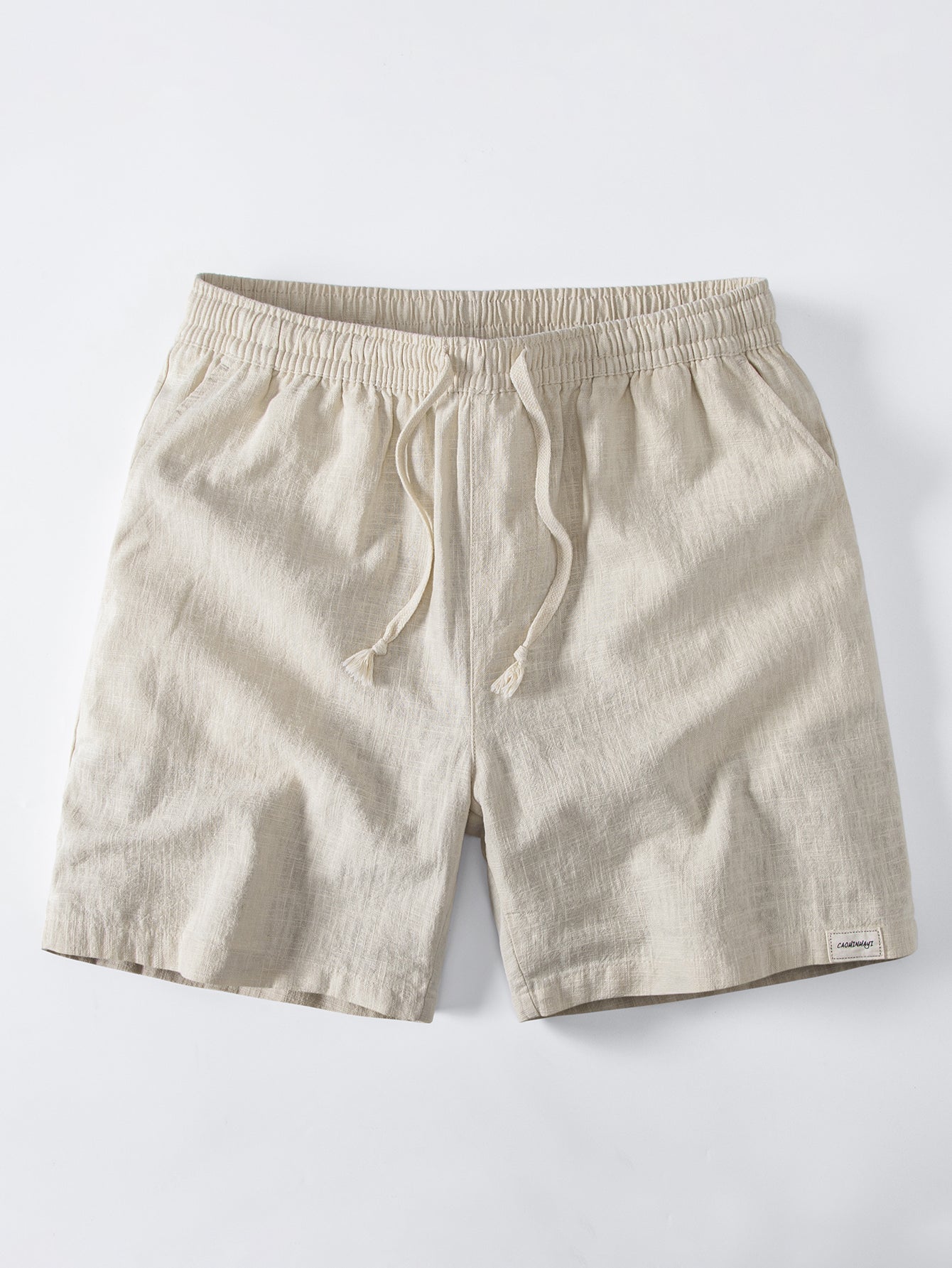 Geometric Jacquard Eyelet Cuban Shirt & Linen Blend Drawstring 7" Shorts
