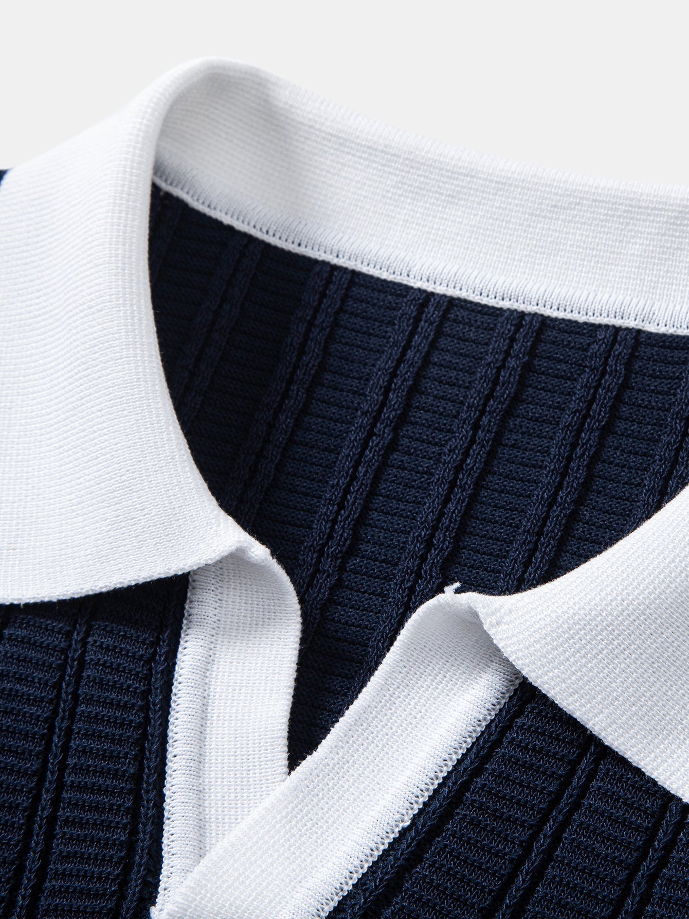 Contrast Textured Johnny Collar Knit Polo & Slim Fit Tapered Trousers