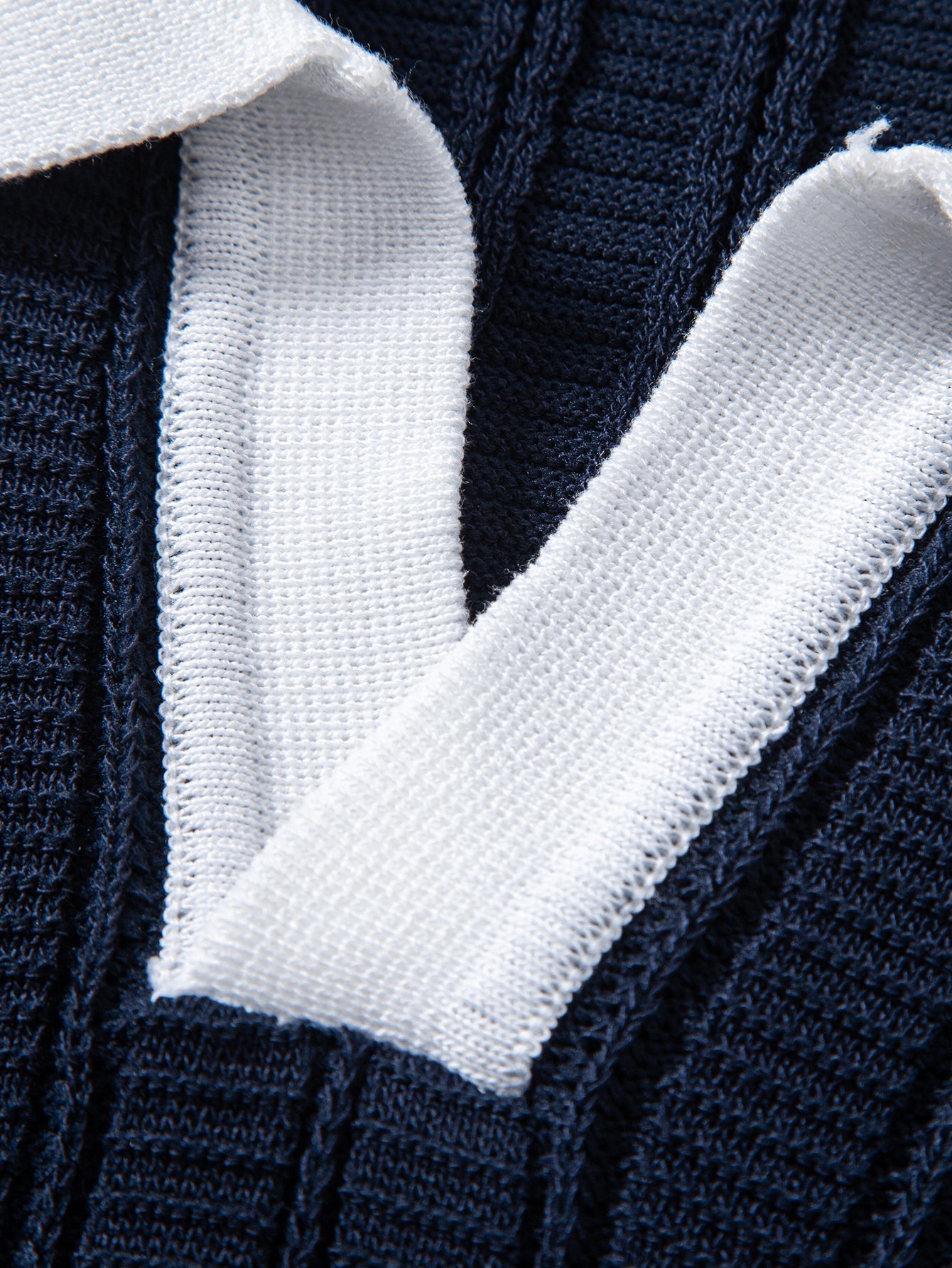 Contrast Textured Johnny Collar Knit Polo & Slim Fit Tapered Trousers