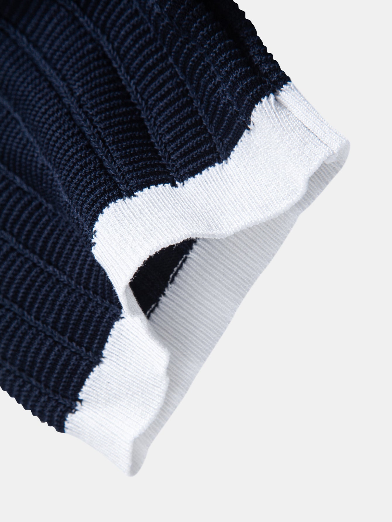 Contrast Textured Johnny Collar Knit Polo & Crinkle Textured Straight Leg Pants