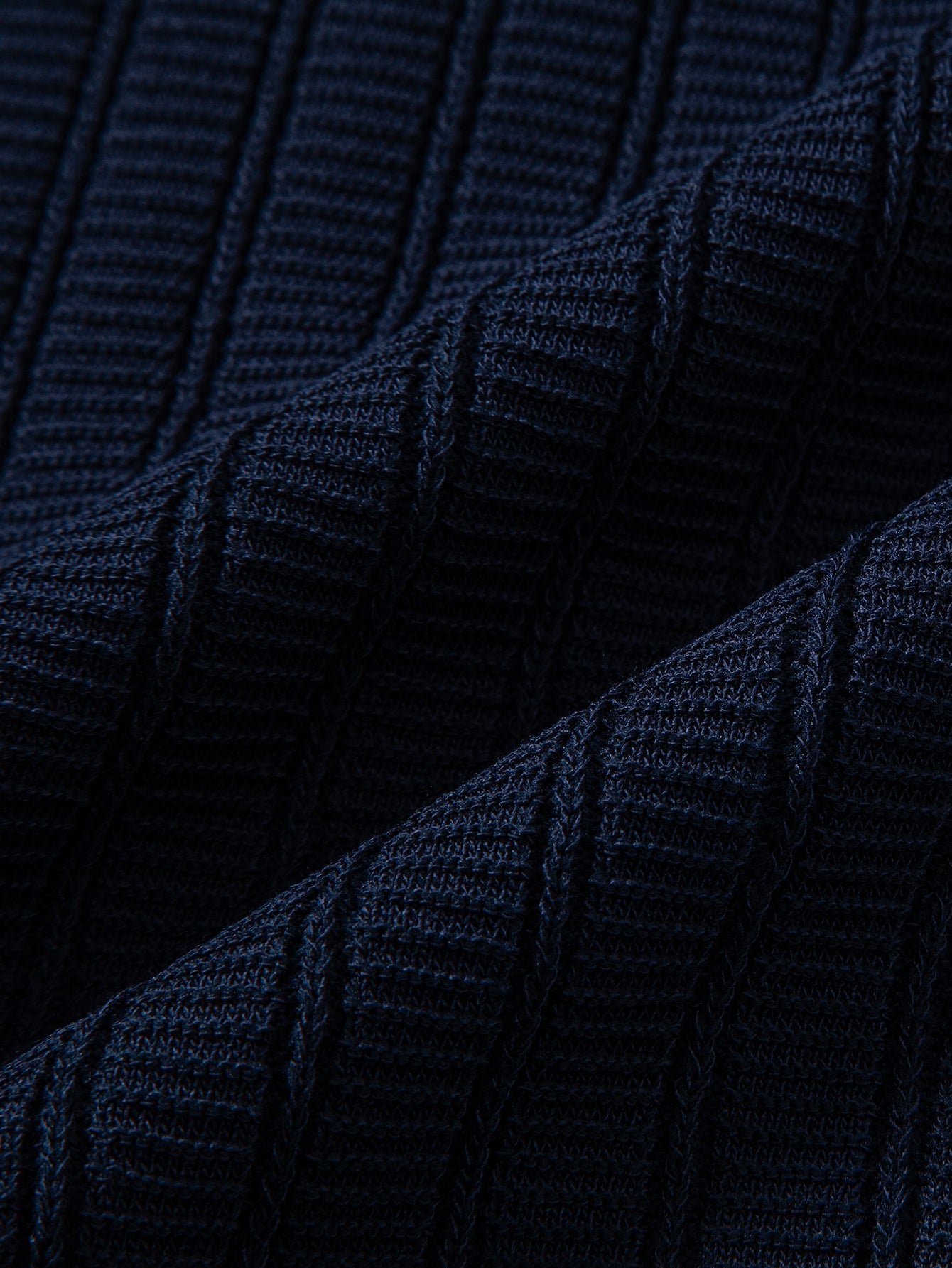 Contrast Textured Johnny Collar Knit Polo & Elastic Waist Straight Leg Trousers
