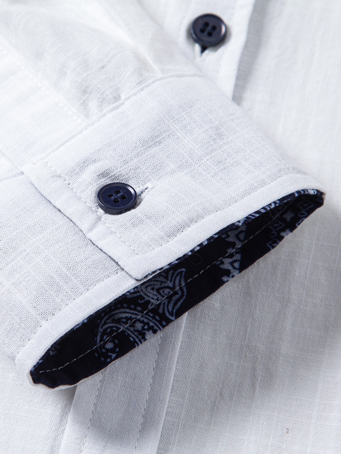Contrast Paisley Print Linen Look Shirt & Straight Leg Linen Pants