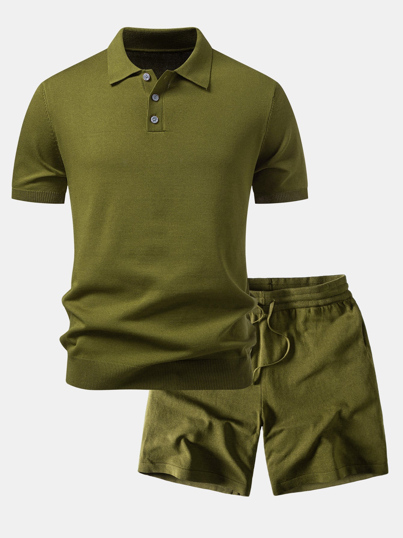 Basic Knit Polo & Knit Shorts