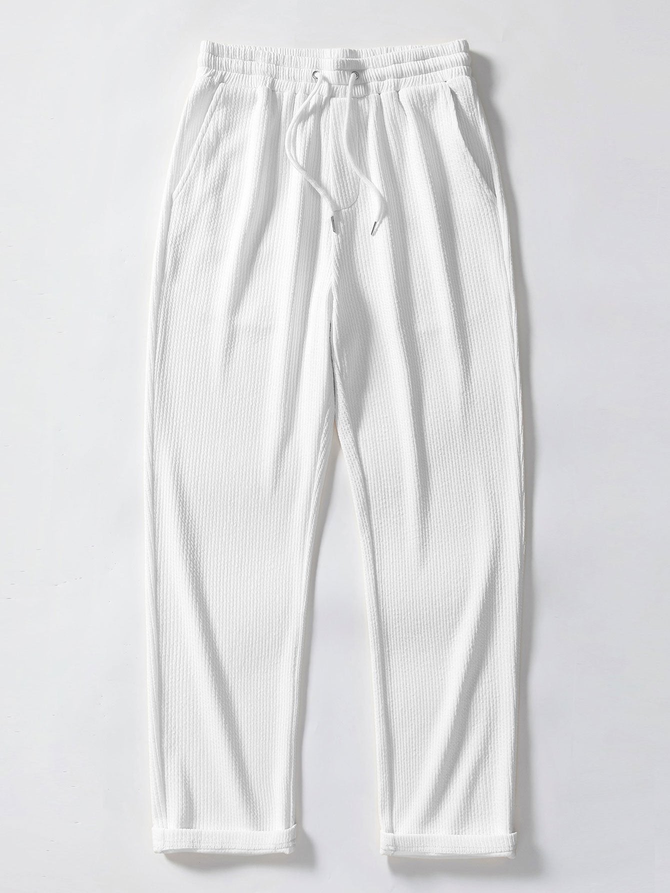 Contrast Ribbed Button Up Shirt & Straight Leg Ribbed Pants