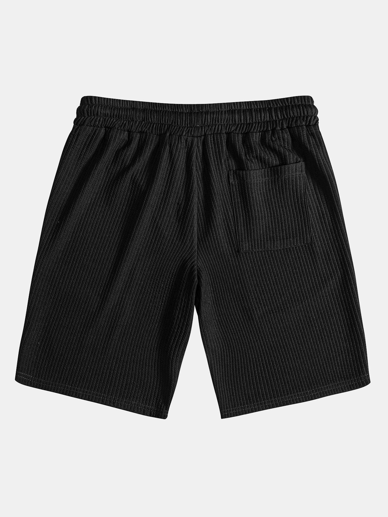 Ribbed  Mock Neck T-Shirt & Drawstring Ribbed Shorts