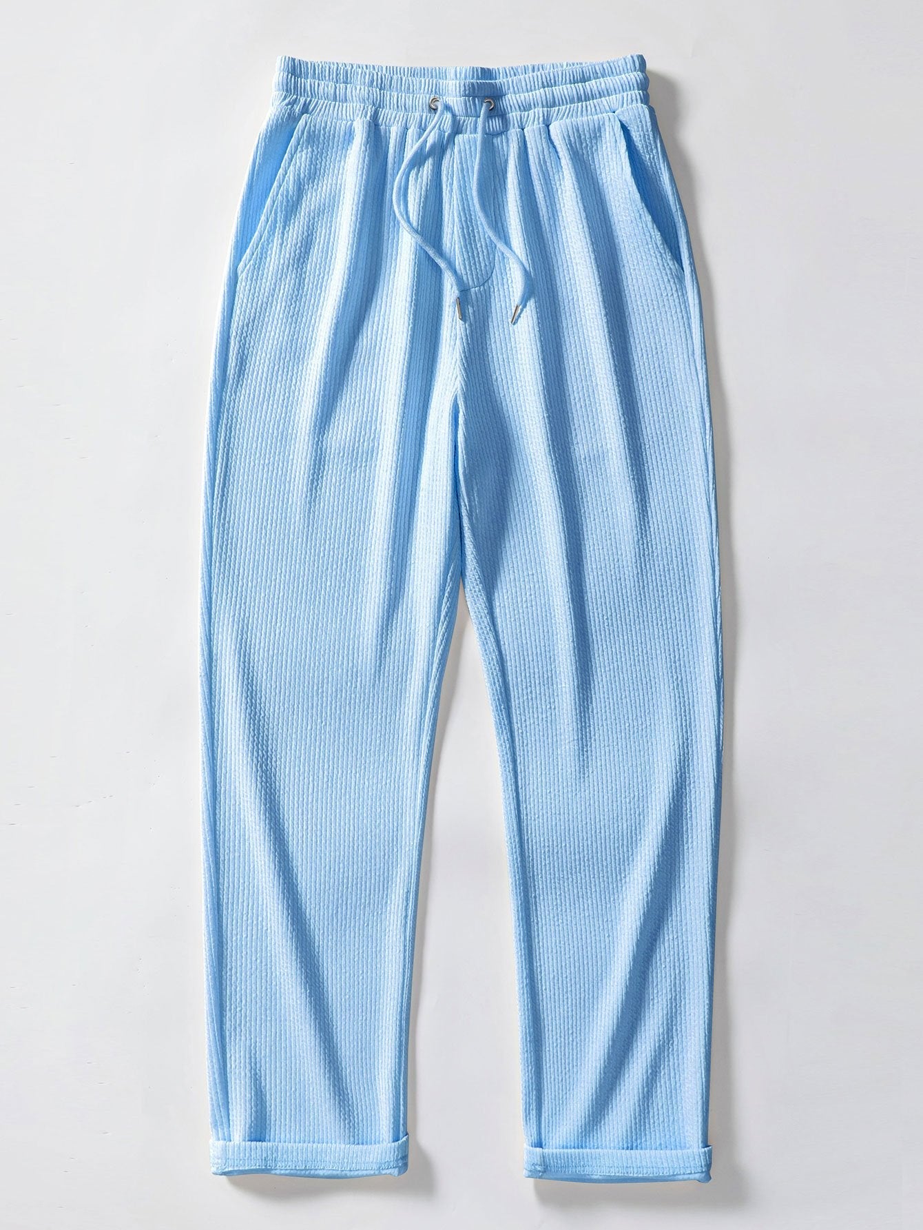 Ribbed Mock Neck T-Shirt & Straight Leg Ribbed Pants
